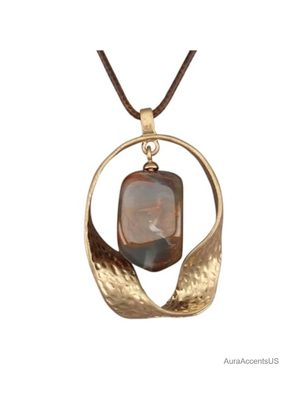 Boho Pendant Necklace with Faux Leather Cord Chain